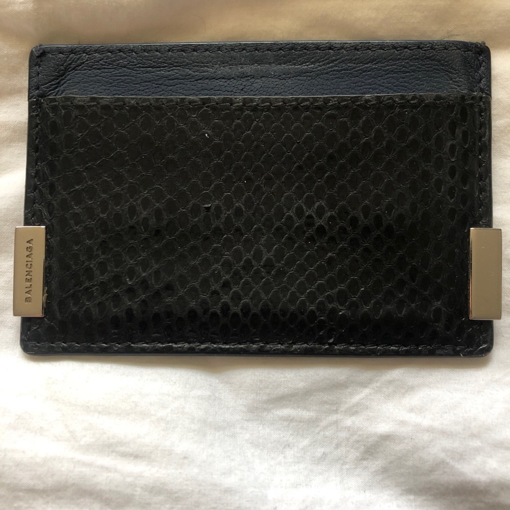 Men’s Balenciaga Black Croc Card Holder